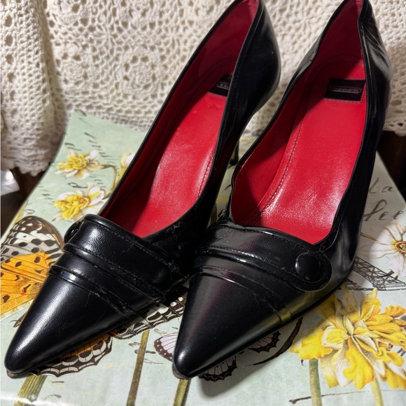 Coach spiked heels 👠 8B Black cute button detail - Picture 3 of 8